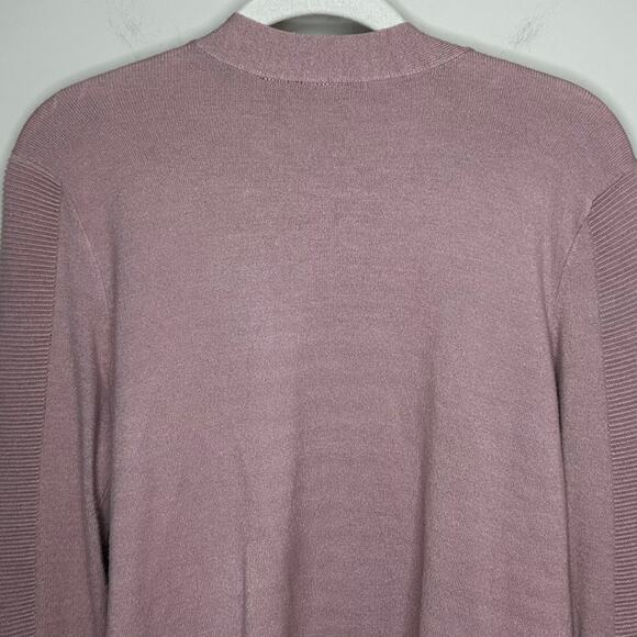 Devotion by Cyrus Open Cardigan Sweater Size M Ribbed Dusty Pink Front Pockets - Picture 7 of 8
